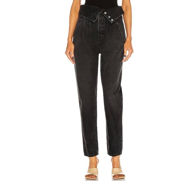 Re/Done 80s Fold Over High-Rise Jeans Vintage Noir Size 25 - Picture 1 of 8